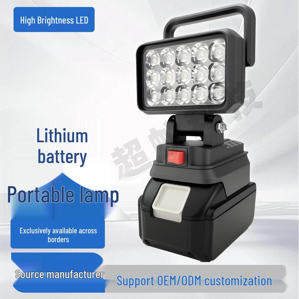 LED Dual-Use Work Light with USB, AC/DC, Compatible with DeWalt & Milwaukee Lithium Batteries