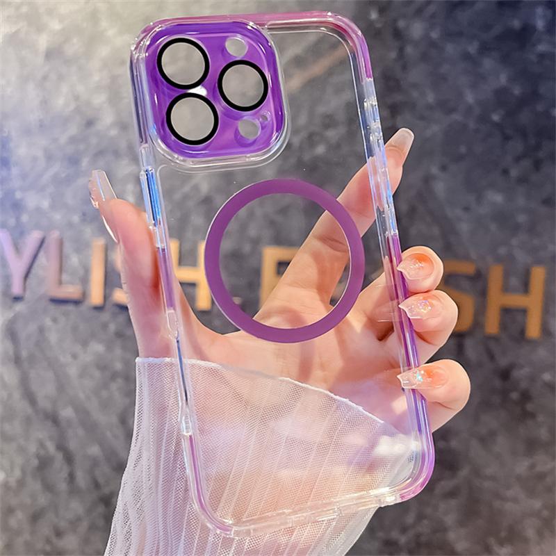 For Magsafe Case For iPhone 17 16 15 14 13 Pro Max Magnetic Transparent Wireless Charge Phone Cases For iPhone Air 16 Plus Cover