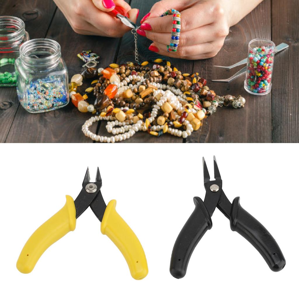 2Pcs Flat Nose Pliers Set Metal Soft Wire Cutters for Jewelry Making Wire Bending Tool Kit