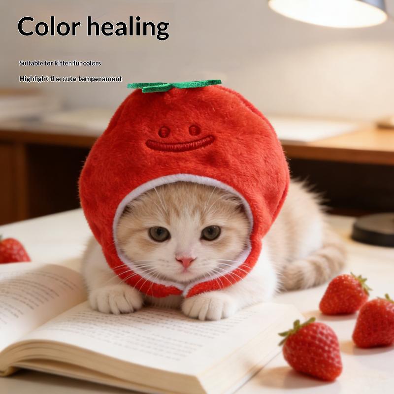 Pet Cat Fruit Plush Hat Cute Creative Pet Head Cover Funny Dress Up Cat Dog Hat Headgear Clothing Accessories Pet Supplies