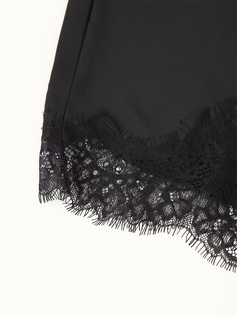 2025 Cross-Border Lace Halter Top & Satin Skirt Set