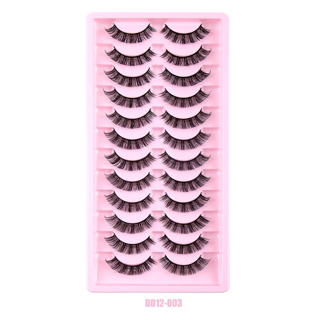 12 Pairs Of Man-Made Fiber False Eyelashes, Multi-Layer Curl Dd Big Curl Eyelashes