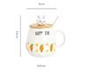 Cartoon 3D Hase Karotte Keramiktasse mit Deckel Löffel, Frühstückstasse Wasserliebhaber Tasse einzigartige Teetassen Trinkgeschirr Kaffeetassen