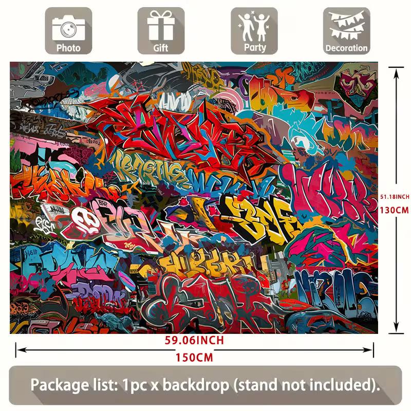 2D Colorful Graffiti Wall Photography Background Cloth