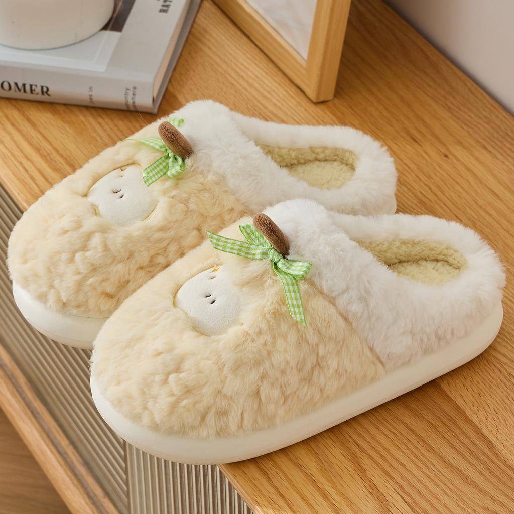 Apple Cotton Slippers 2025 Autumn and Winter New Indoor Home Fleece Warm Couple Thick-soled Plush Cotton Shoes