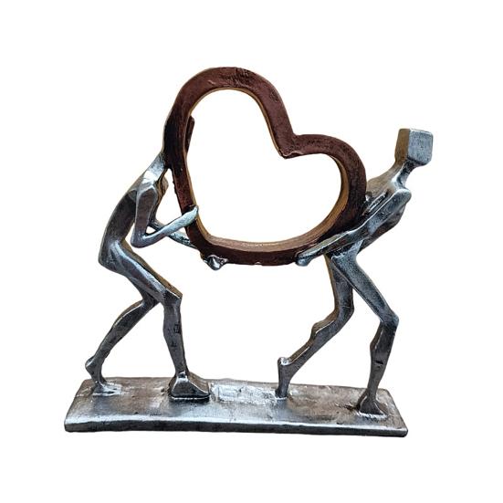 

Heart Figurine Two People Carrying A Heart Sculpture Resin Tabletop Ornament for Bedroom Living Room Study Office Wedding Valentine s Day Gift срібний/сірий колір