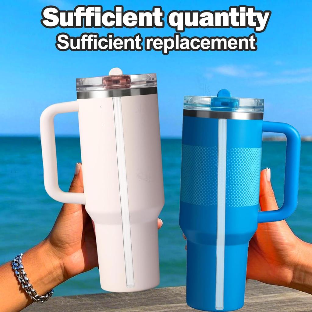 Replacement Straws for Stanley Quencher ProTour Flip Straw Tumbler 40oz, Reble Straw with Cleaning Brush, Cup Accessories for Stanley (Transparent,