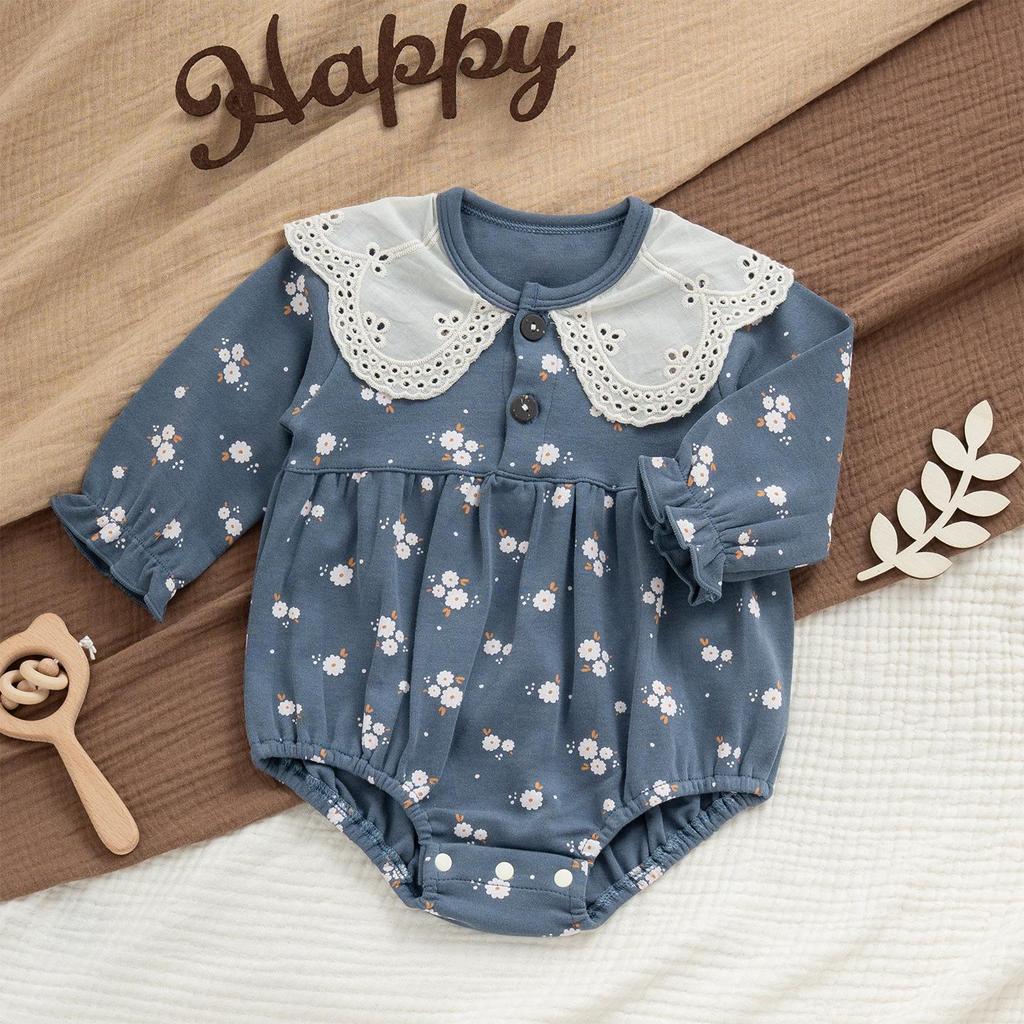 Newborn Princess Spring & Autumn Cotton Romper Set: Baby Girl's Stylish Seasonal Outfit