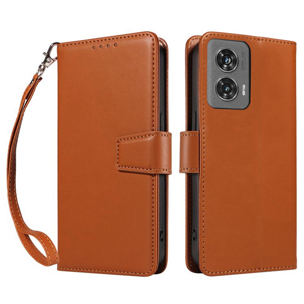 For Motorola Edge 50 Fusion 5G Case RFID Blocking Leather Wallet Flip Phone Cover with Wrist Strap