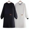Solid Color Kitchen Cooking Apron Long Sleeve Waterproof Household Apron Multiple Pockets Catering Apron Coffee House Barista