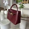 2026 New Leather Women's Bag Fashion Trendy Crocodile Pattern Stone Pattern Woven Butterfly Buckle Commuter Tote Small Bag Cross-border