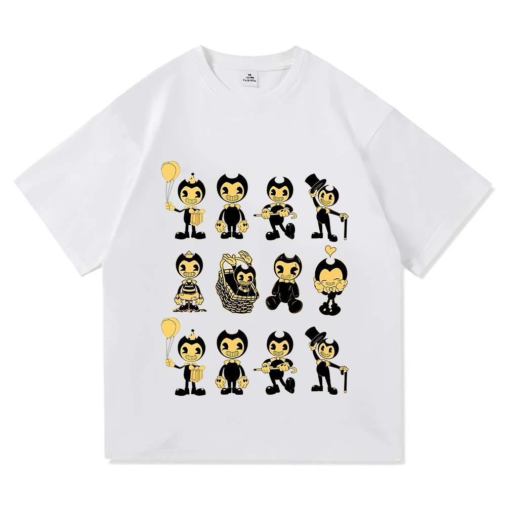 Unisex T-Shirts Spiel Bendy and The Ink Machine T-Shirt Kurzarm Locker Baumwolle Unisex T-Shirt Cartoon Grafikdruck T-Shirts Tee