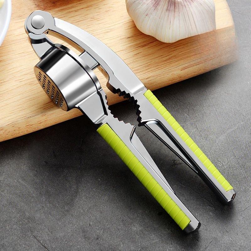 Multifunctional Zinc Alloy Garlic Press, Manual Garlic Mincer Squeezer for Home Kitchen Garlic Paste Making