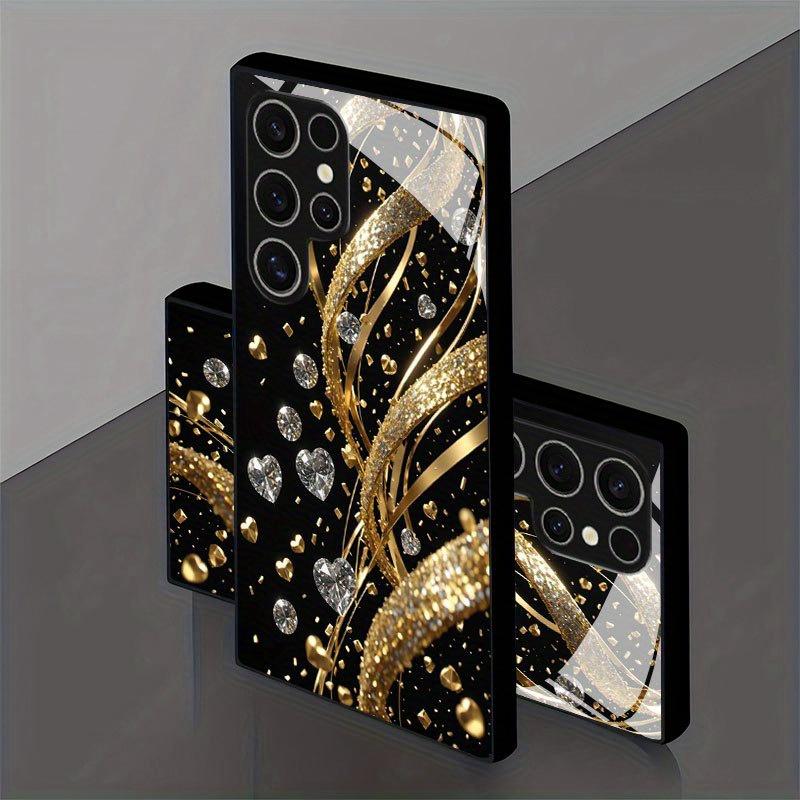 Diamond Patterned Glass Phone Case Suitable for Samsung Galaxy S26 S25 S24 S23 S22 S20 FE/Ultra/Plus Anti Drop Back Cover