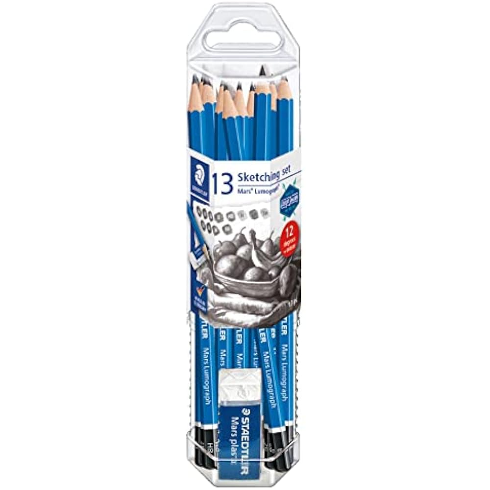 STAEDTLER Mars Lumograph Graphite Artist Pencil Pack 12 Degrees (8B 7B 6B 5B 4B 3B 2B B HB/F H 2H...