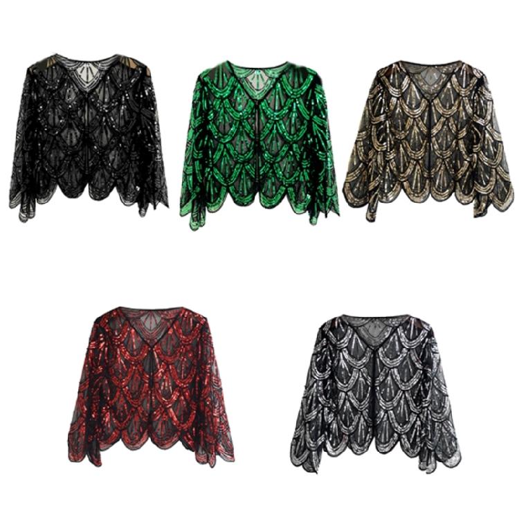 Bead Sequins Detailed Shawl Scarf for Special Occasion Unique Sequined Accessory for Trendy Outfits