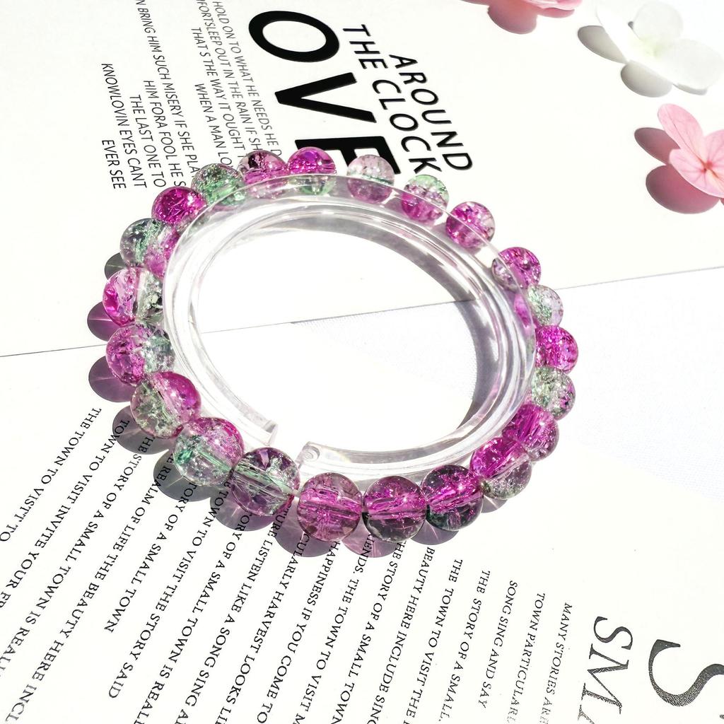 8mm Glazed Frosted Glass Bead Two-Color Wrap-Around Student Bracelet