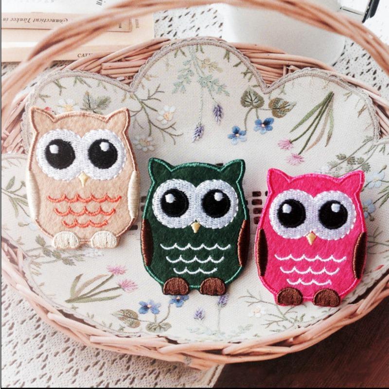 10 Stück/Set Eule Stickerei Aufnäher Applikation für Jeans Kinder DIY Gestickte Aufbügler für Kleidung AufkleberStoff zufällig