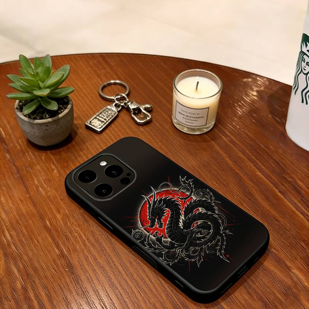 Sacred Dragon Phone Case For iPhone 17,16,15,14,13,12,11 Plus,Pro Max,XS,Soft Silicone Black Cover