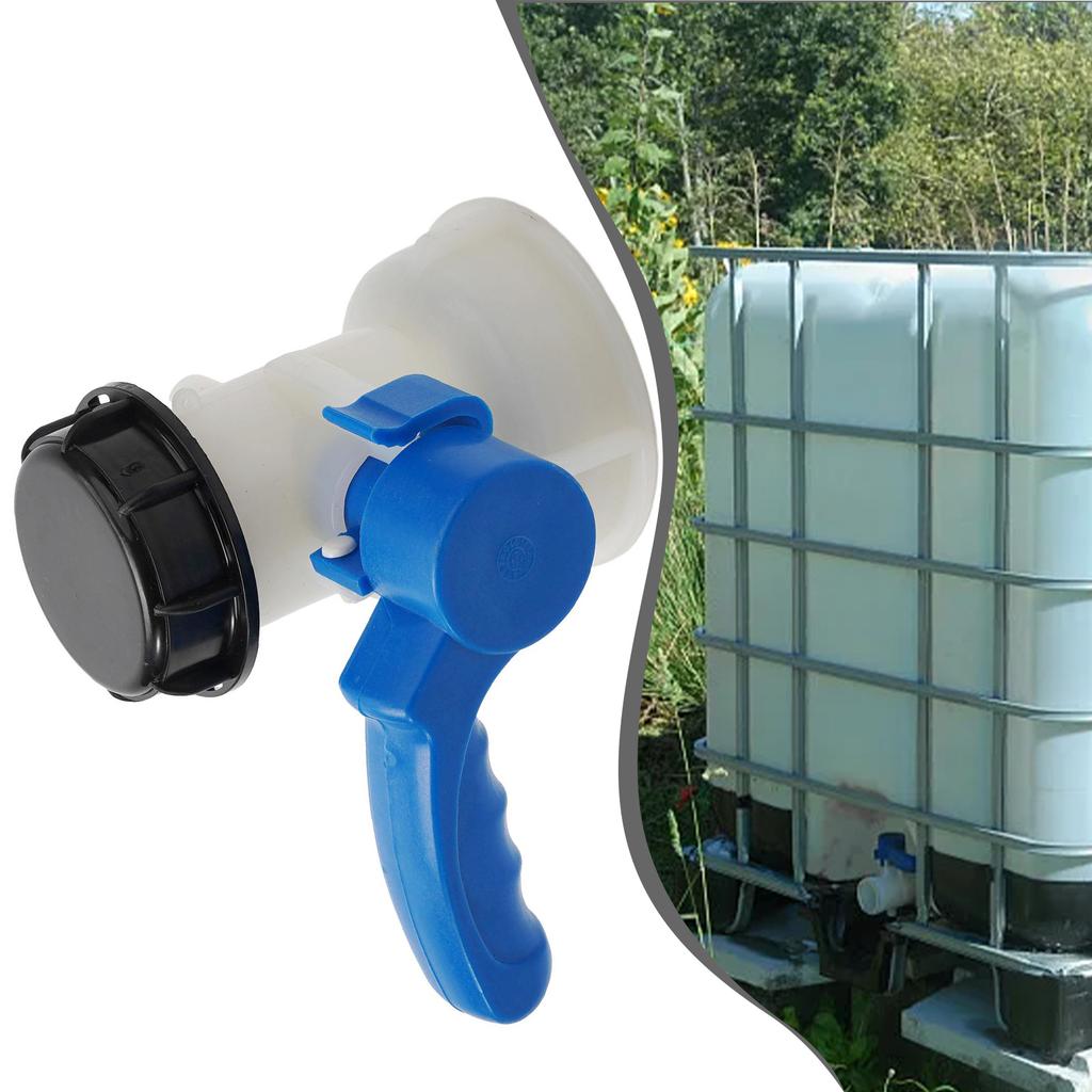 1pc Tank adapter Black cap Blue handle Butterfly Coarse Connection IBC PE S60x6 Thread Valve With fixed union nut