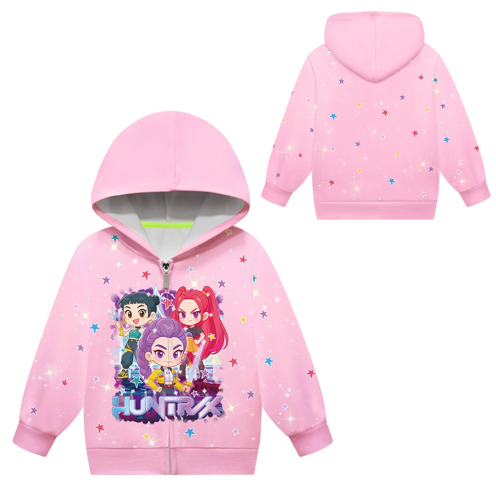 

Худи для девочек 3D Мультяшная куртка Толстовка Музыкальная на молнии с капюшоном с длинным рукавом Топы 120 розовый