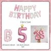 Rosa Happy Birthday Buchstabenballon-Set Rosa bedruckter Geburtstagsballon Krone Digitale Ballons 0-9 für Geburtstagsfeier-Dekoration