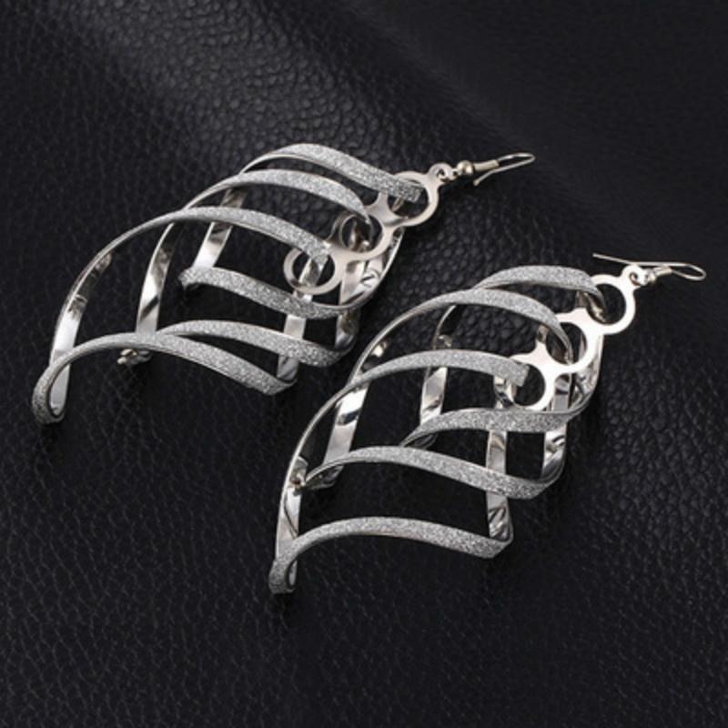 Women's Vintage Alloy Dull Polish Spiral Multi-layer Big Cross Drop Dangle Eardrop Earrings