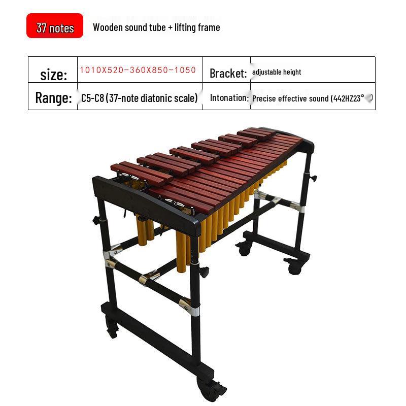Professional Marimba Rosewood & Aluminum Xylophone, 32-37 Tone Percussion Steel Tongue Drum