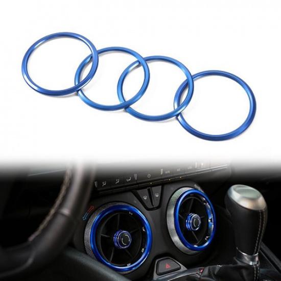 4pcs Inner Air Vent Outlet Ring Trim Cover Kit for Chevrolet Camaro 2017+ Blue