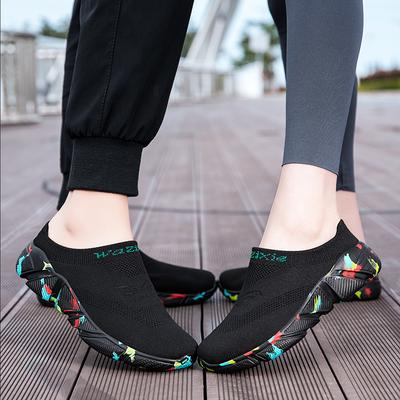 Women's Sandals Backless Walking Sneakers Summer Slip-on Mule Socks Shoes Closed Toe Slippers Men Clogs Plus Size