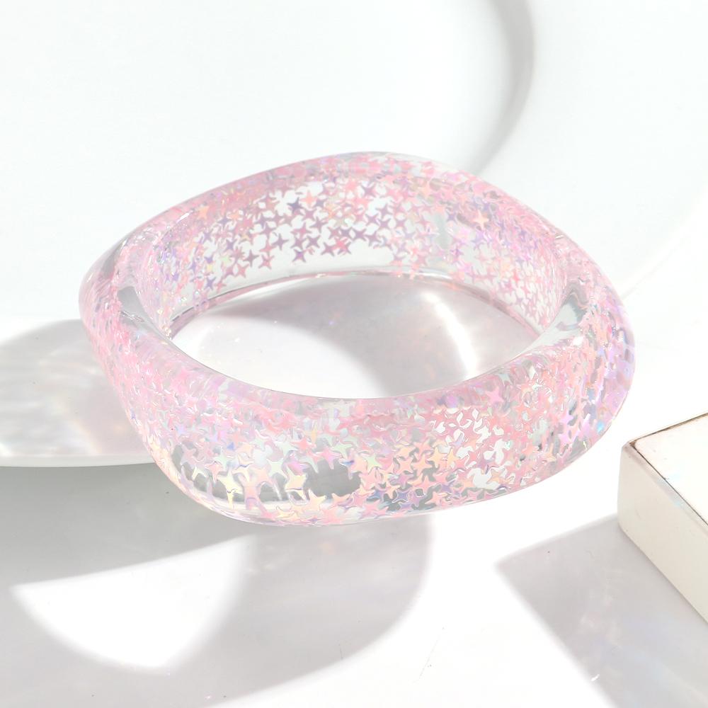 

New Sequin Clear Square Resin Wide Bangle for Women Colorful Acrylic Irregular Geometric Bracelets Valentine s Day Jewelry Gifts