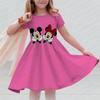 Disney Mickey Mouse Minnie Print Summer Dress Kids Girl Clothes Sweet Desserts Short Sleeve Casua Fashion Birthday Girl Dress