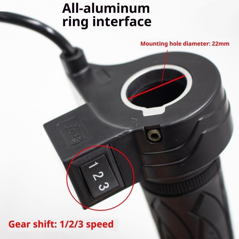 Electric Bike Twist Grip Control Handle with Built In 1 2 3 Selector, Textured Anti Slip Hold and Lead Set Repair Part for Maintenance