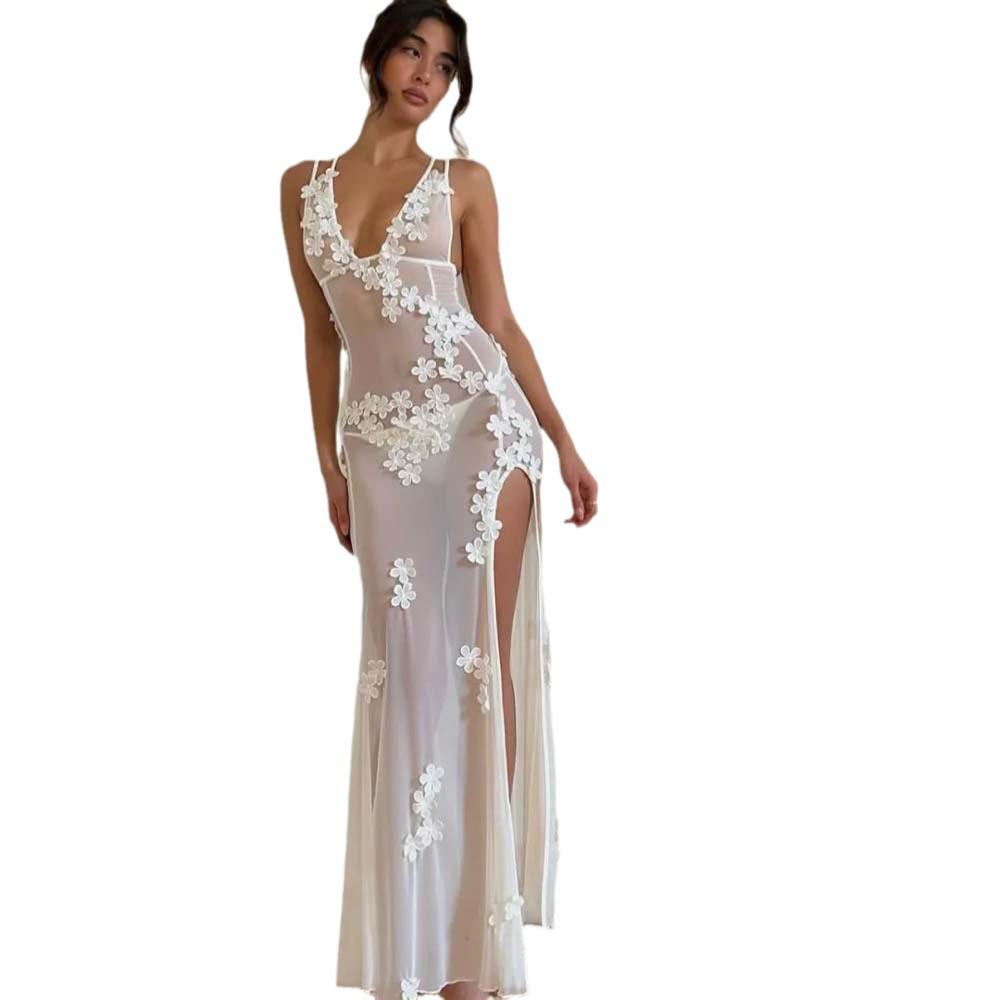 Thailand Blogger Style Three-Piece Floral Swimsuit with Cover-Up