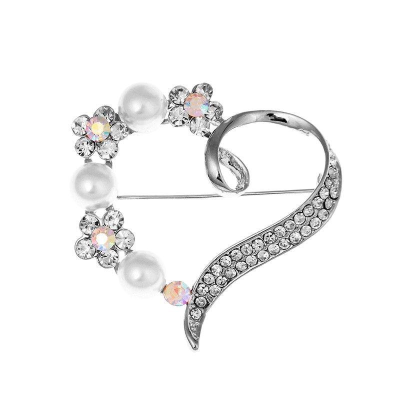 Xiaoxiangfeng Heart-shaped Brooch, A Versatile and Fashionable Women's Pearl Brooch with Anti-exposure Pins