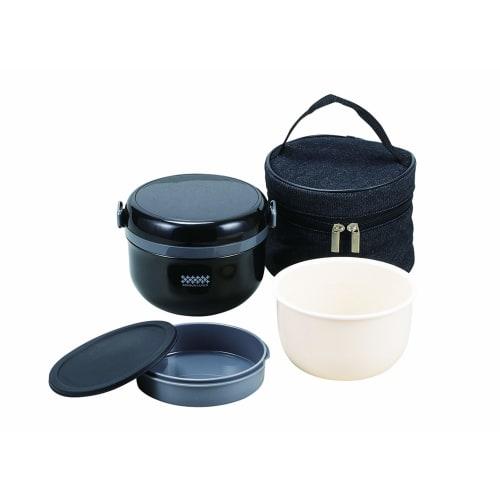 Pearl Metal Insulated Bento Box, Extra Large, 540ml, Black Denim, with Lunch Bag, Hokadon (HB-5467)