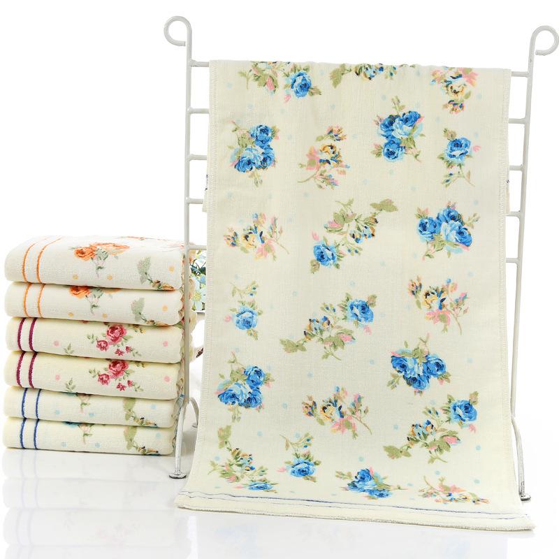 Soft Cotton and Bamboo Fiber Floral Pattern Quick-Drying Bath Towel and Washcloth Set