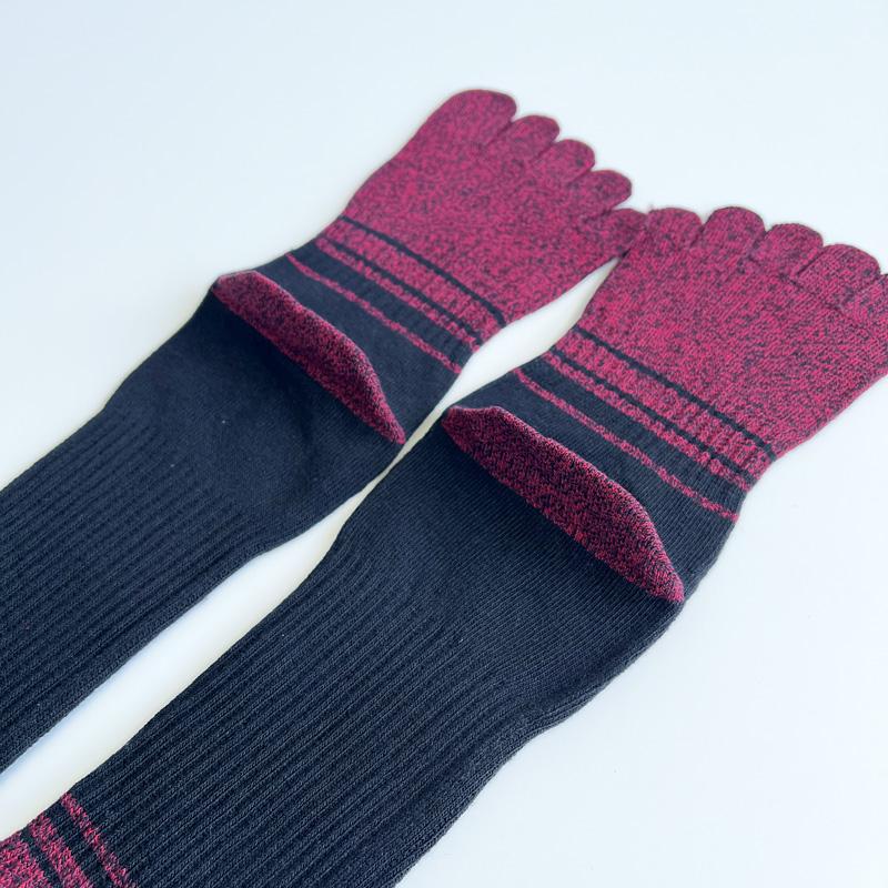 1/4 Pairs Long 5 Finger Socks Man Cotton Striped Colorful Compression Sweat-Absorbing Breathable Fitness Hiking Outdoor Toe Sock