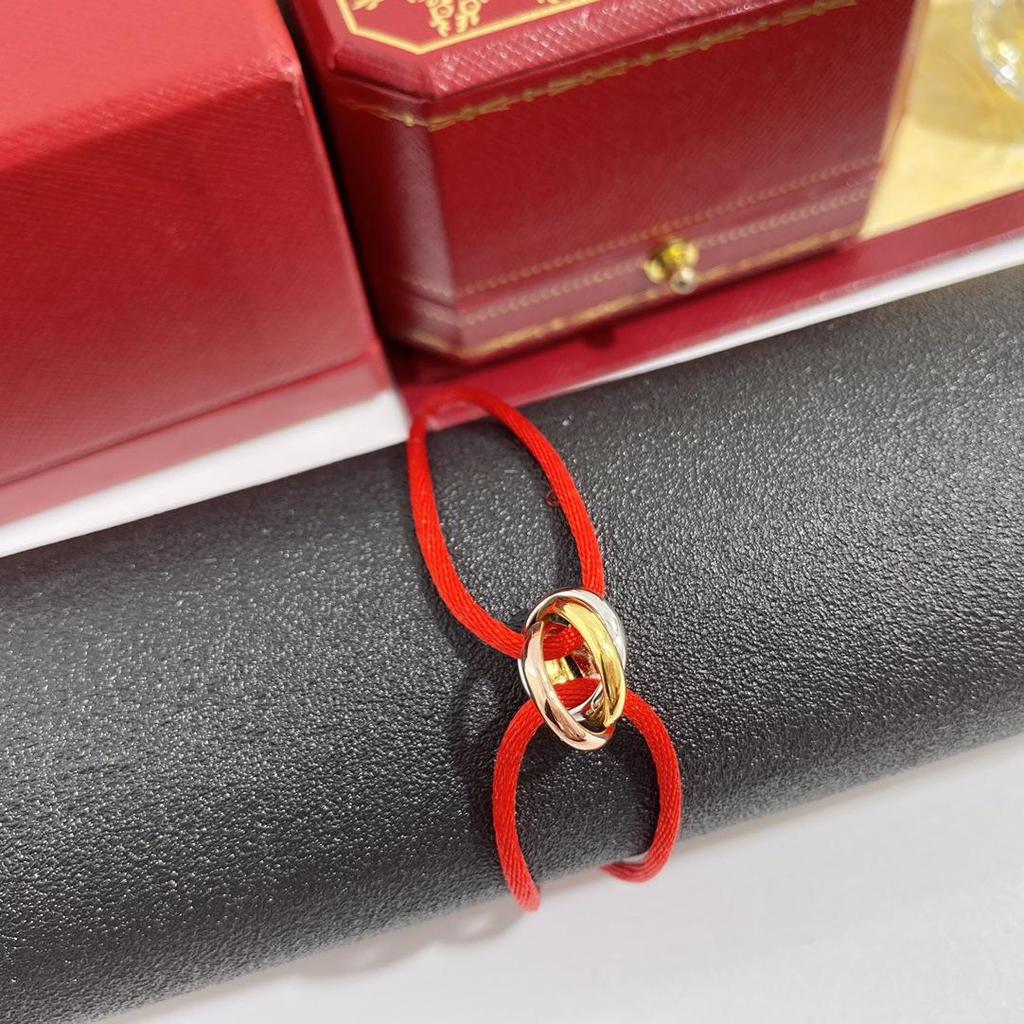 Three-Color Hand-Woven Red Rope Bracelet: Lucky Valentine's Gift for Couples.