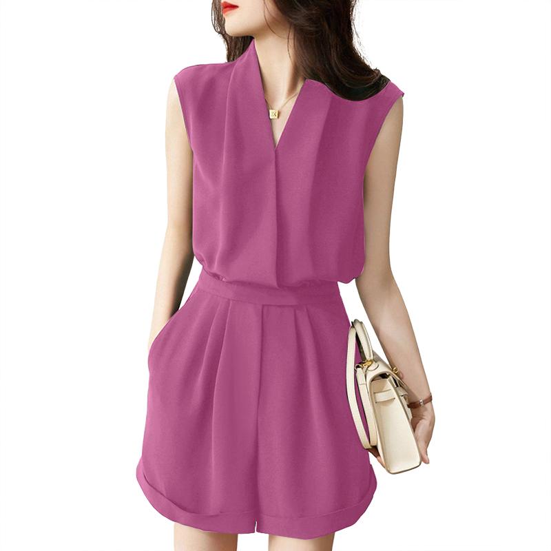 

ZANZEA Women Casual V-Neck Sleeveless Loose Summer Short Jumpsuits 5XL кларет