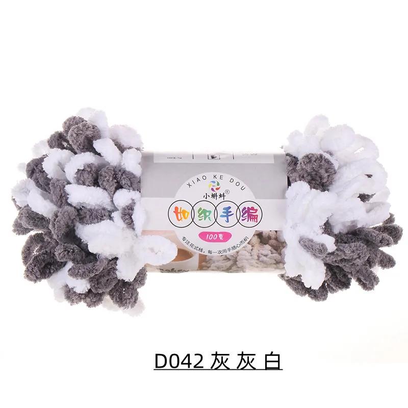 5 Stück 100g/Rolle Flauschiges Fingerloop-Garn Ohne Nadeln Polyester Dickes Riesen-Chenille-Garn für Handgestrickte Decken Schals