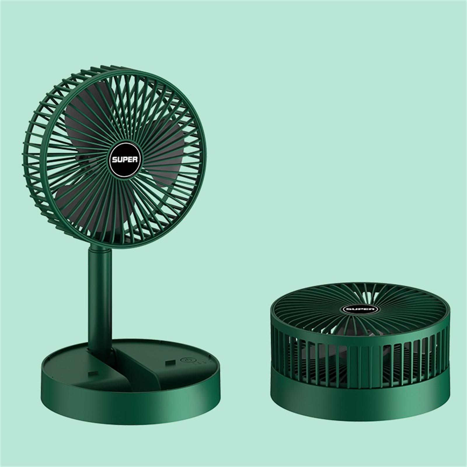 

Handheld Mini Fan Usb Charging 3-speed Adjustable Telescopic Folding 2000mah Large Capacity Battery Electric Fan plug-in green#0