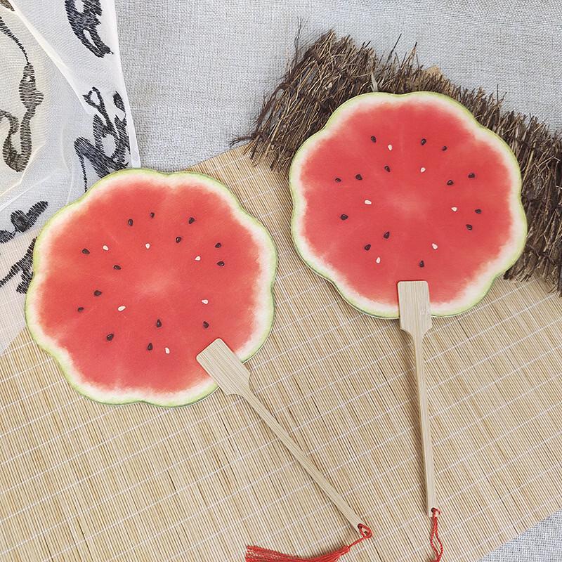 Hand-painted Double-sided Peach Fruit Round Fan Set (5 Pcs)