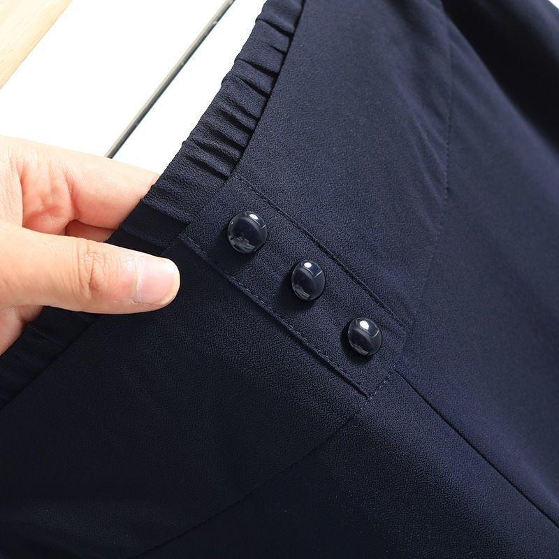 Women's Culottes Summer Large Size Chiffon Wide Leg Pants Casual Quarter Pants Loose and Thin Mother Culottes