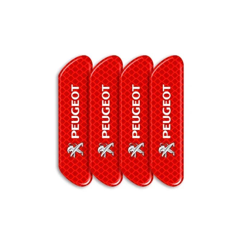 

4PCS/set Car Reflective Strips Warning Stickers Car Styling For Peugeot 206 308 307 208 207 3008 2008 508 407 301 406 408 607 красный