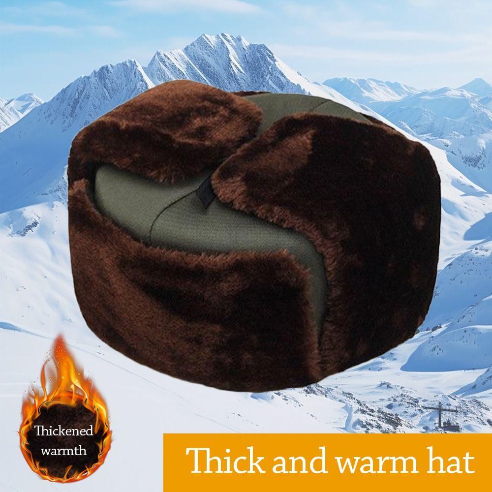 Outdoors Thick Bomber Hat Warm Windproof Ushanka Fur Hat Ear Protection Casual Earflap Bonnet for Men Women