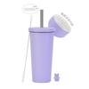 710ml Vacuum Insulated Stainless Steel Tumbler With Ceramic Coating Inner Straw Lid Hot Cold Drinks