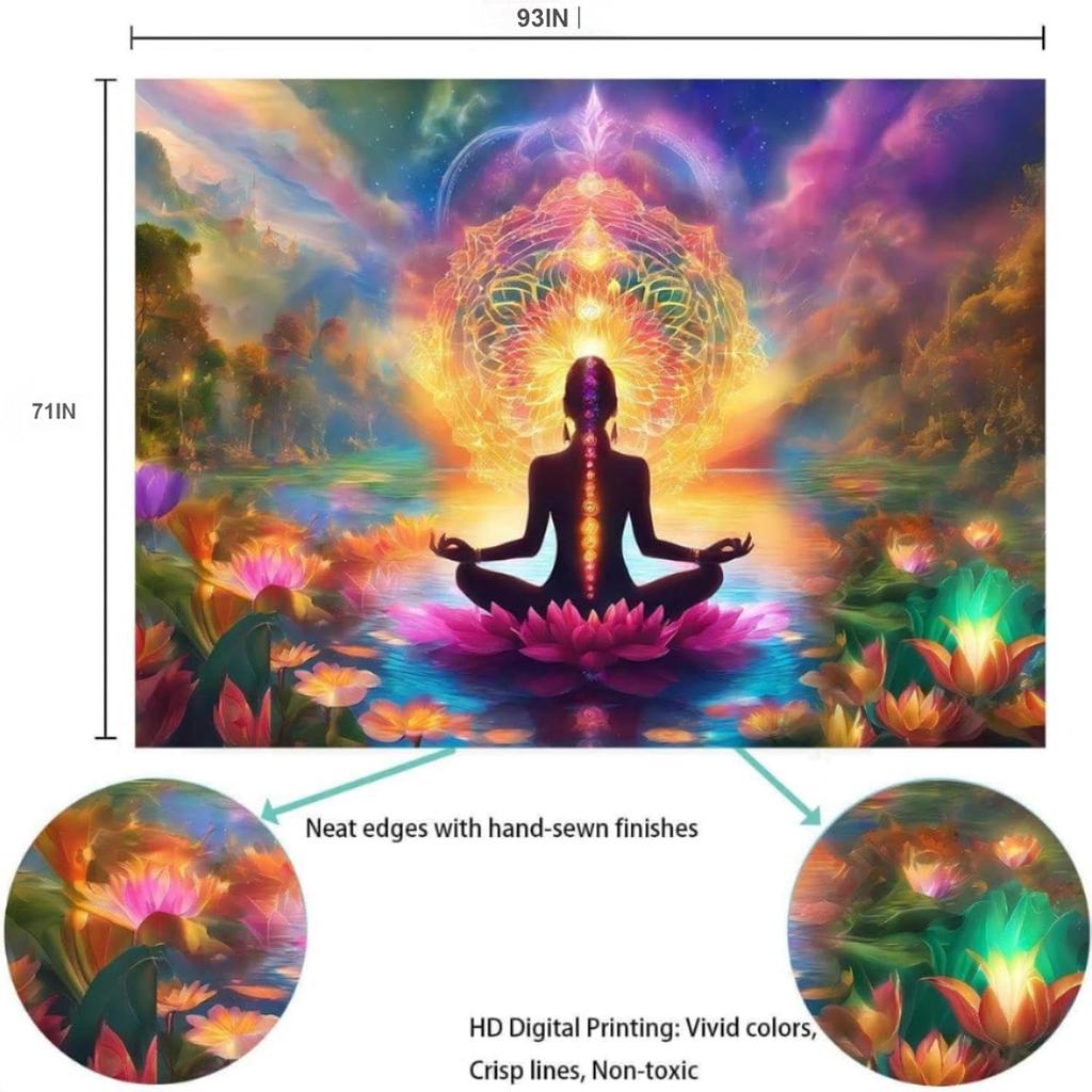 Seven Chakra Meditation Zen Wall Tapestries for BedroomGalaxy Space Lotus Spiritual Wall Hanging Art Decor for Living Room Dorm