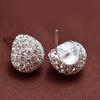 1 Pair Women Fashion Crescent Moon Shining Rhinestone Stud Earrings for Daily Life