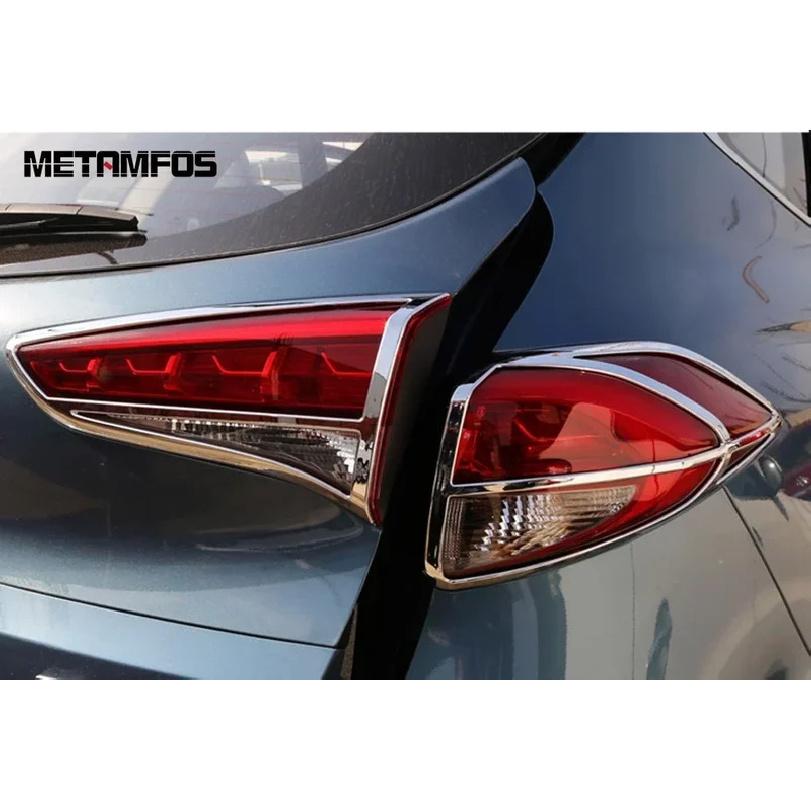 Rear Light Lamp Cover Trim For Hyundai Tucson 2015-2017 2018 Chrome Taillight Frame Taillamp Protector Accessories Car Styling